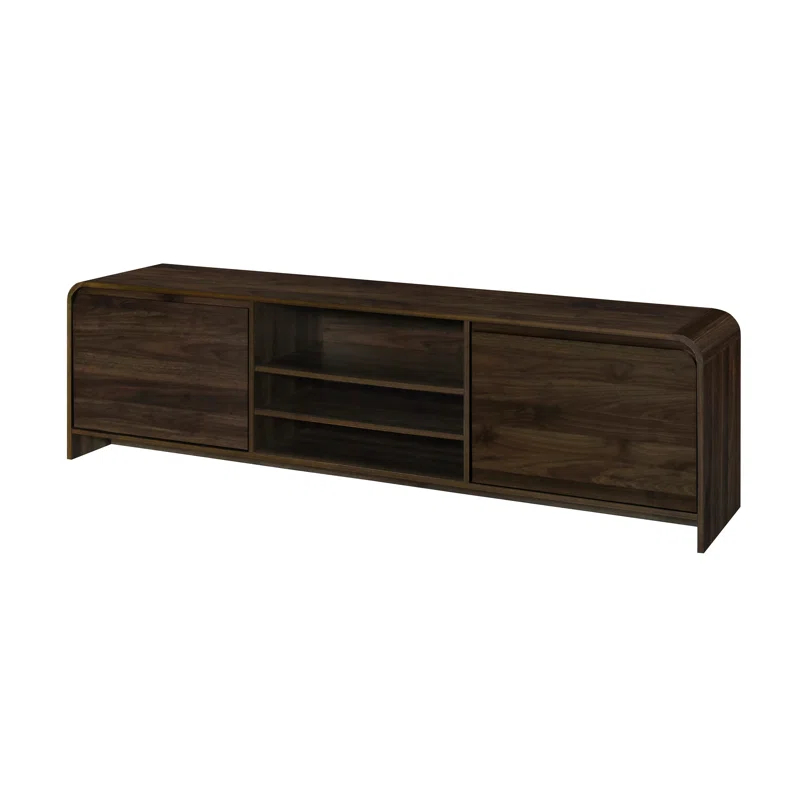 Benjara Maria TV Stand Media Cabinet, 2 Drawer And Shelves, Wood 71 Inch