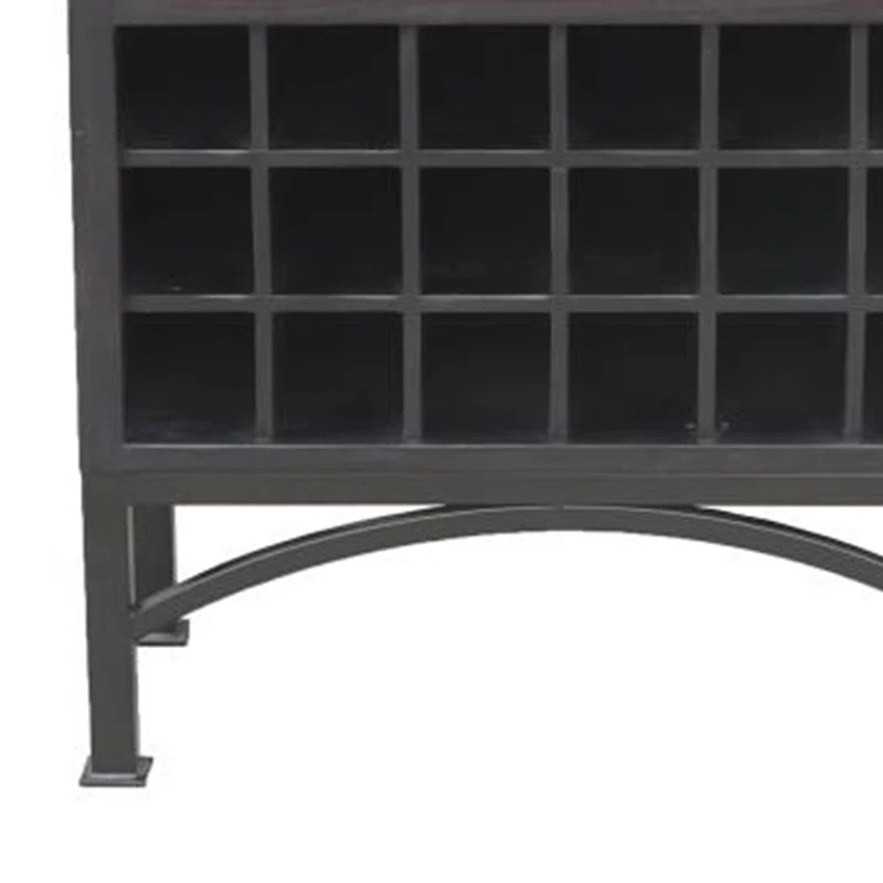 Benjara Veria Curio Wine Bar Cabinet, 2 Glass Arch Doors, Matte Black 71 Inch