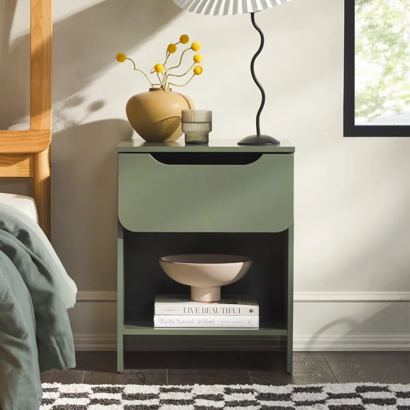 Jaqualine 1-Drawer Nightstand with Storage Cubby