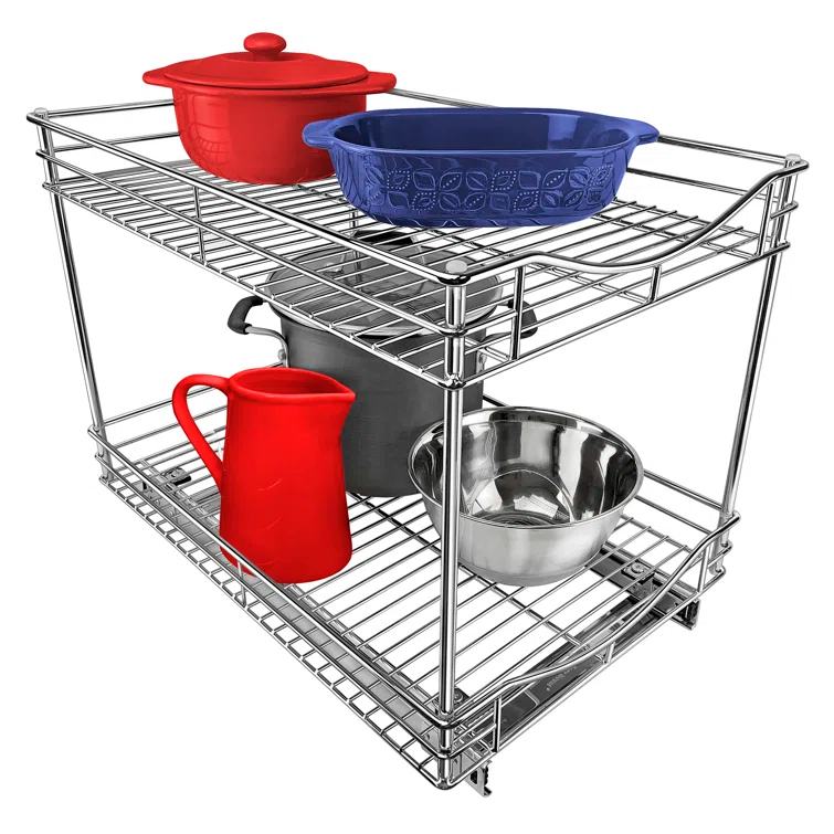 LYNK PROFESSIONAL LYNK PROFESSIONAL Pull Out Cabinet Organizer (2 Tier) Slide Out Drawers for Kitchen, Chrome