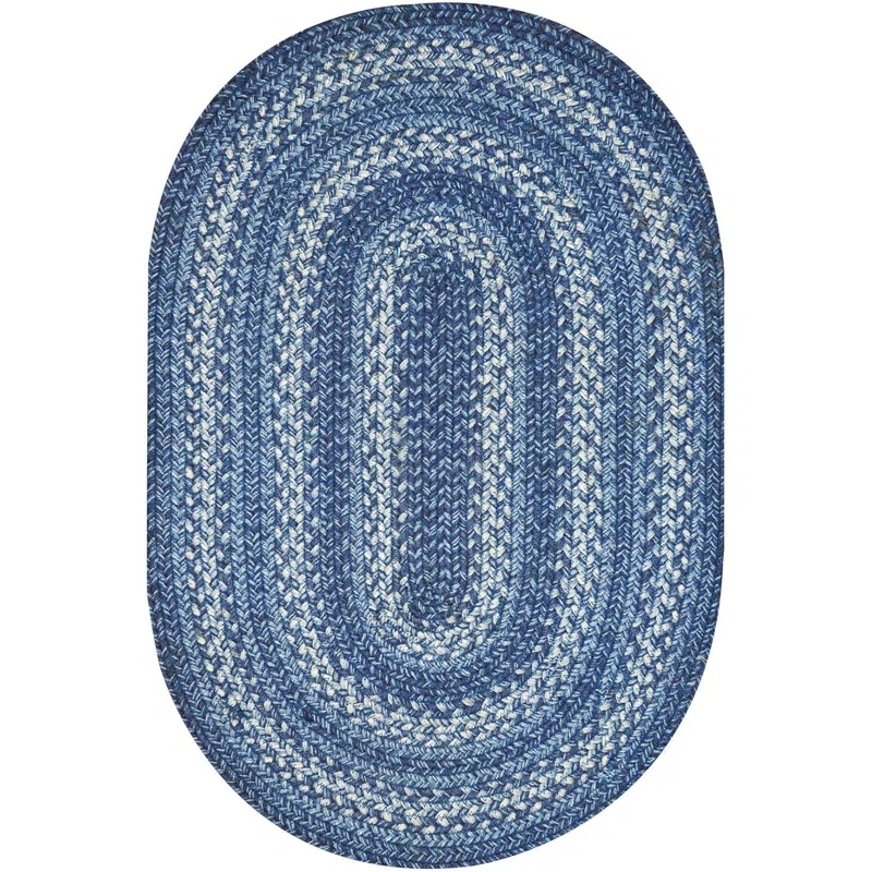 Damell Braided Non-Shedding Reversible Jute Blue Rug