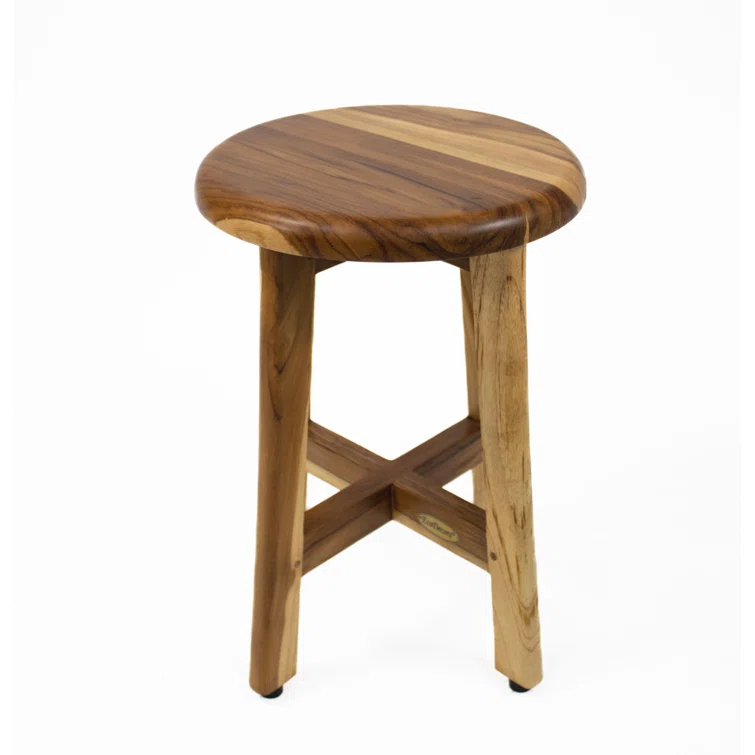 EcoDecors Shoji Teak Shower Stool 18" High Solid Teak Wood Shower Stool/Seat in Earthy Teak & Reviews | Wayfair