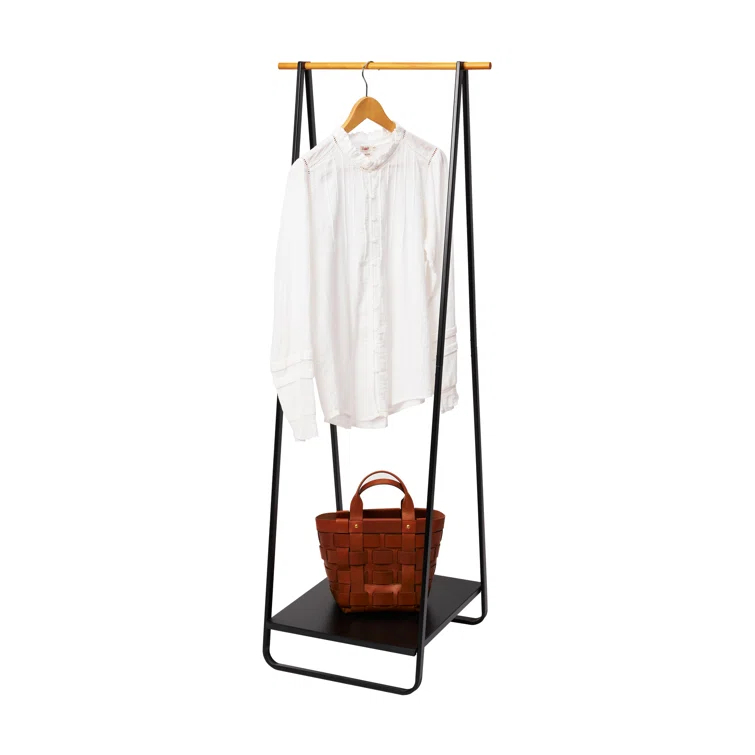 Yamazaki Home Tower Freestanding Coat Hanger Clothes Rack With Shelf, 55" - Steel