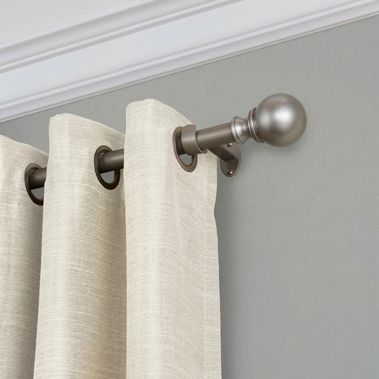 Darion Adjustable Single Curtain Rod with Globe Ball Finial