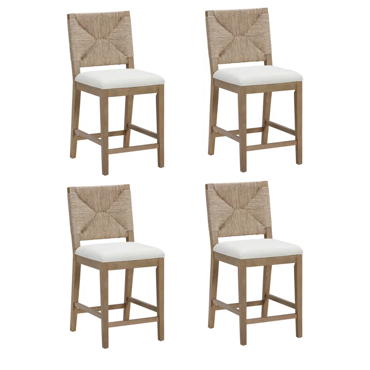 Nathan James Beacon Upholstered Counter Stool with Solid Wood Frame