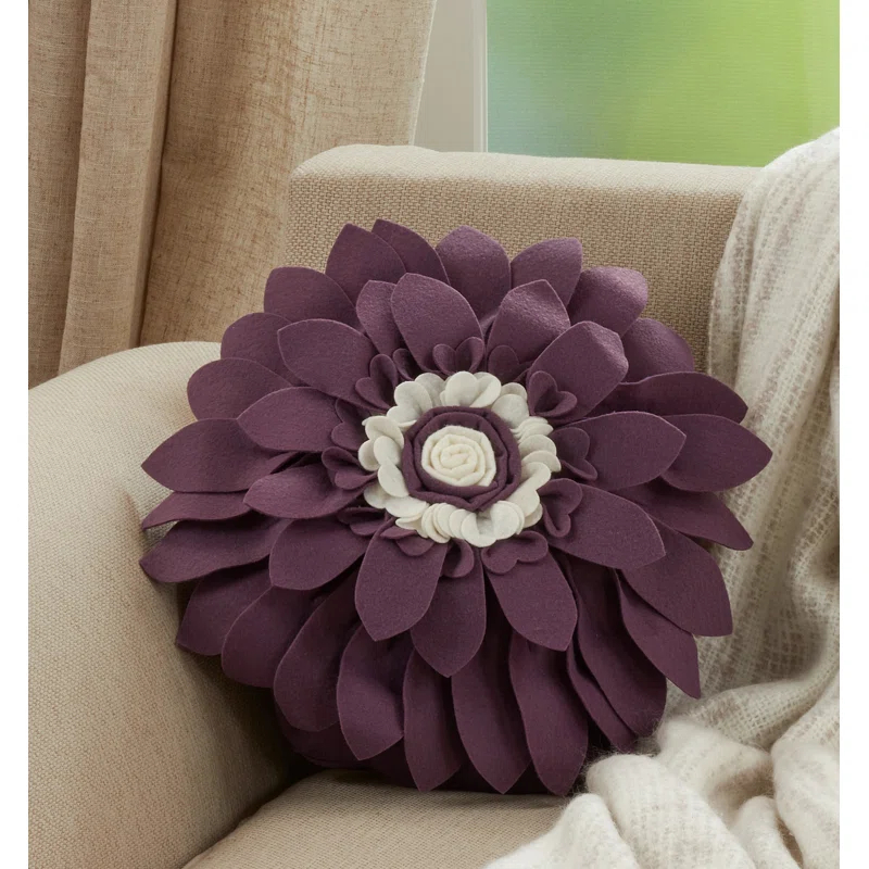 Saro Fleur De Jardin Collection Appliqued Throw Pillow