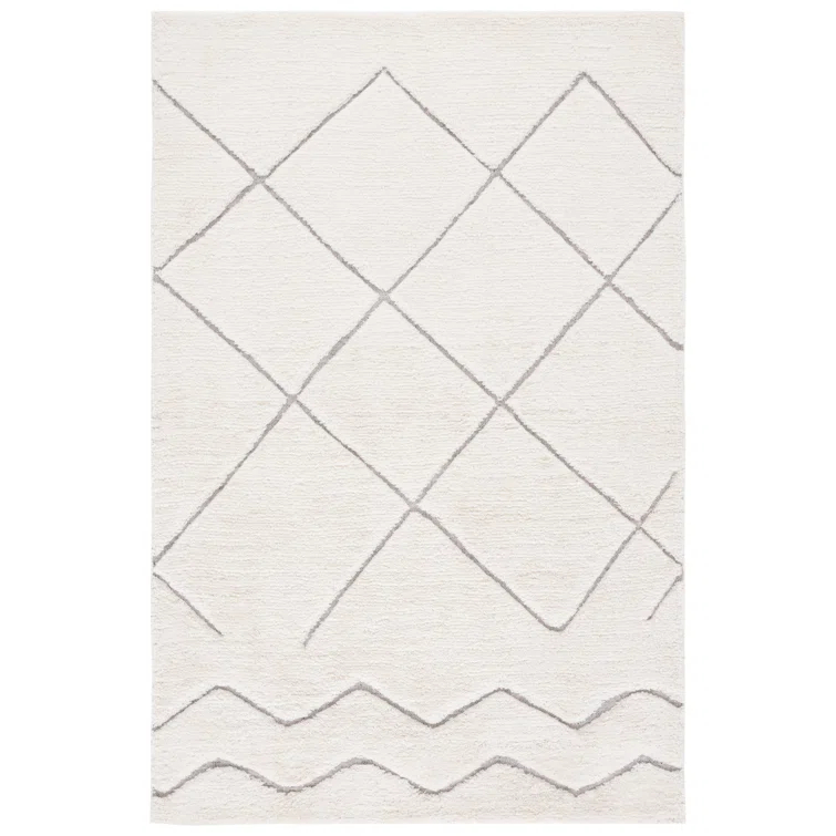 Henrie Geometric Handwoven Area Rug in Ivory/Gray