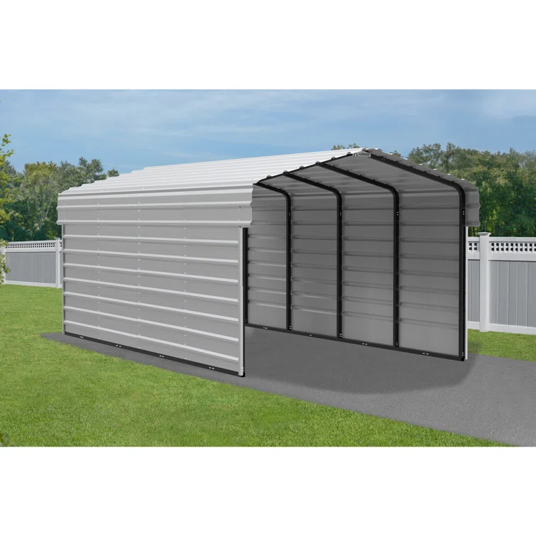 Arrow Arrow Steel Carport with 2 Side Wall Kits, 10X20X07