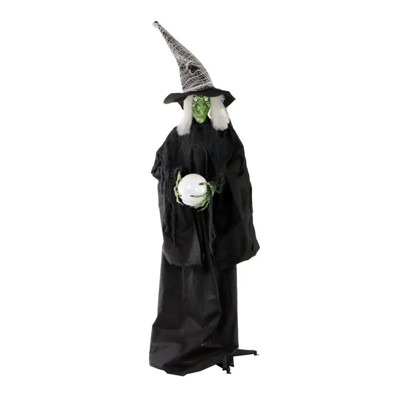 Haunted Hill Farm Lifesize Witch Prop with Lights and Sound, Indoor/Covered Outdoor Halloween Decoration