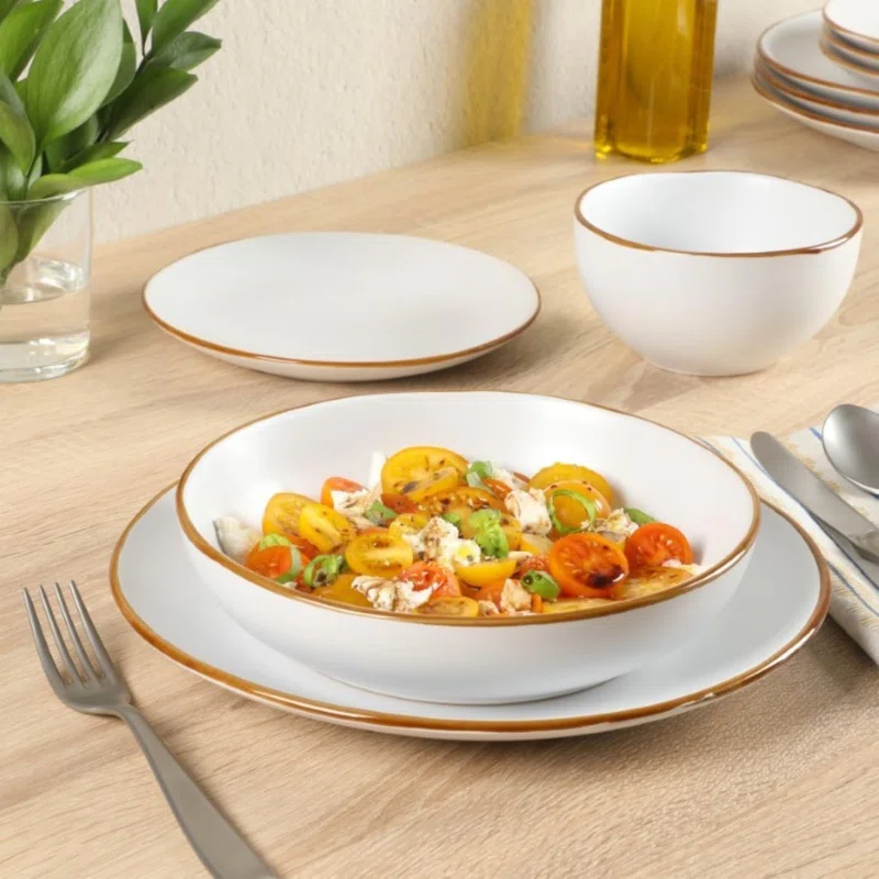Gibson Home Gibson Home Hazeltine 16 Piece Plates and Bowls Dishes Stoneware Dinnerware Set