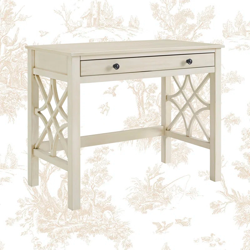 Gracie Oaks Whitley Antique 38" Two-Drawer Wooden Writing Desk