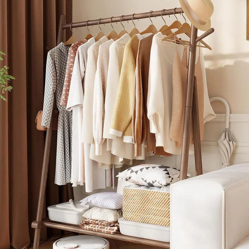 Clothes Rack,Clothing Rack with Shelf and Hook, Sturdy and Portable,Garment Rack