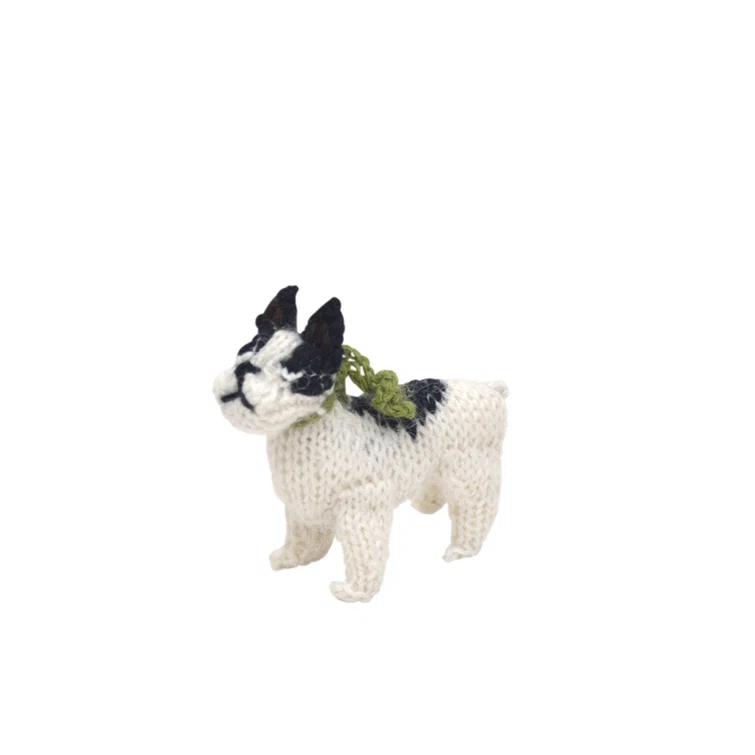 Arcadia Home French Bulldog Dog Hand Knit Christmas Ornament