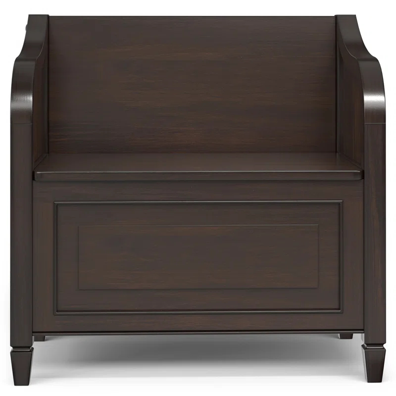 Simpli Home Connaught 30"W Solid Wood Small Entryway Storage Bench with Lift-Top Lid and Hidden Storage Compartment