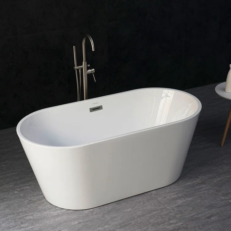 WoodBridge 59'' x 29.5'' Freestanding Soaking Acrylic Bathtub BTA1514-C