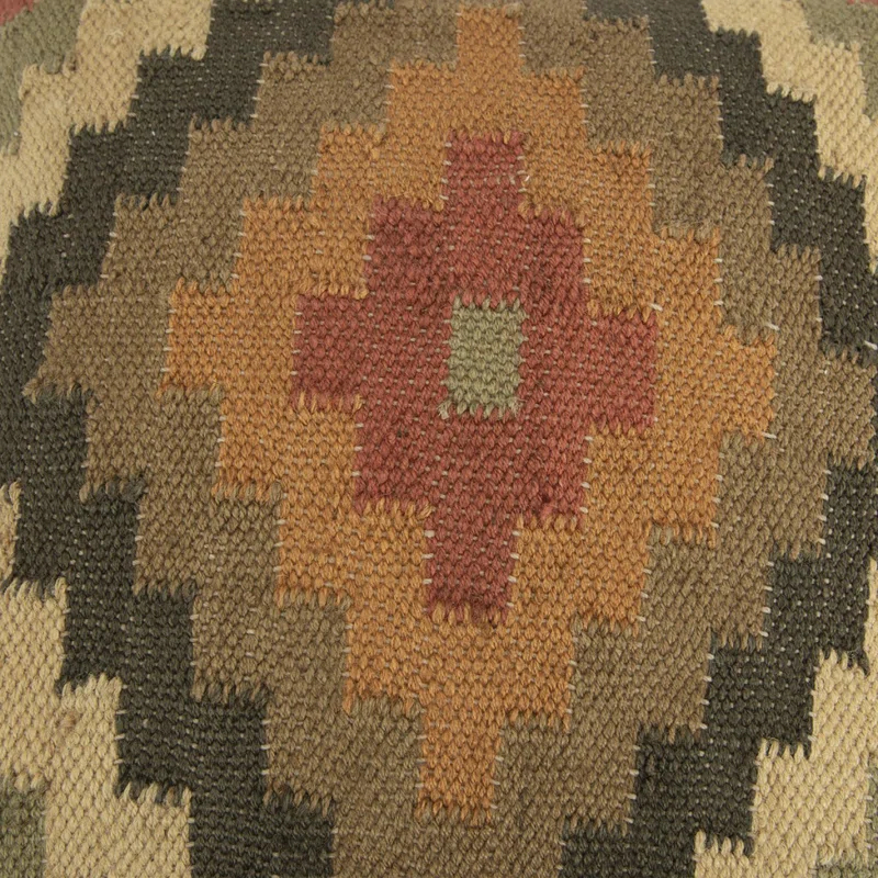 ZeaZu Brown Beige Kilim Down Filled Throw Pillow