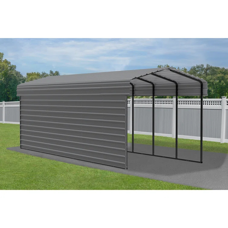 Arrow Arrow Steel Carport with 1 Side Wall Kit, 10x29x09