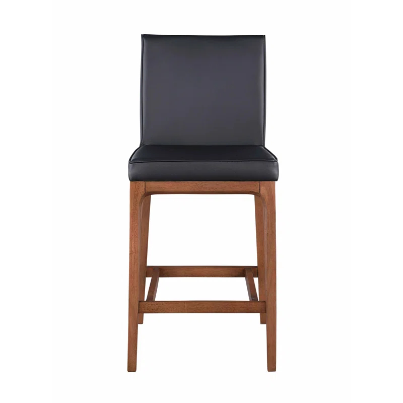 Chintaly Imports Emma Modern Low-back Counter Stool w/ Solid Wood Base
