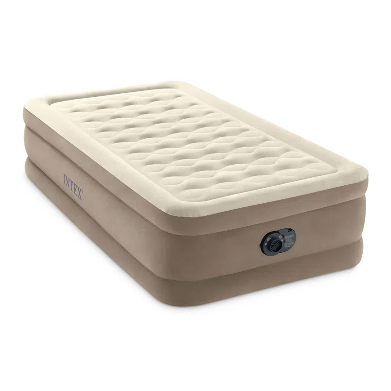 Intex Ultra Plush Fiber Tech Airbed Mattress with Built in Pump