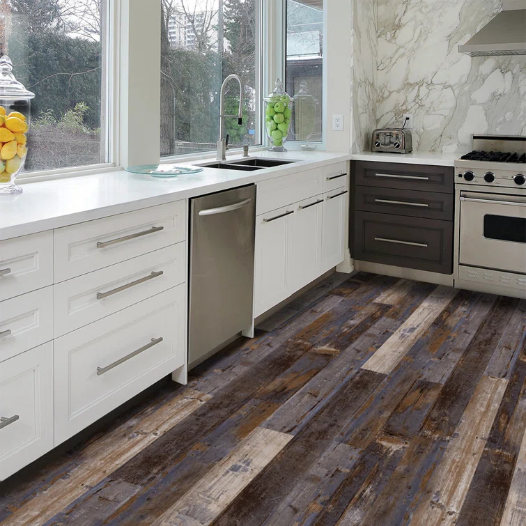 DecoProducts Colors Glue Down Floor and Wall DIY Multi-Tonal Style 6" x 36" x 2mm Luxury Vinyl Plank