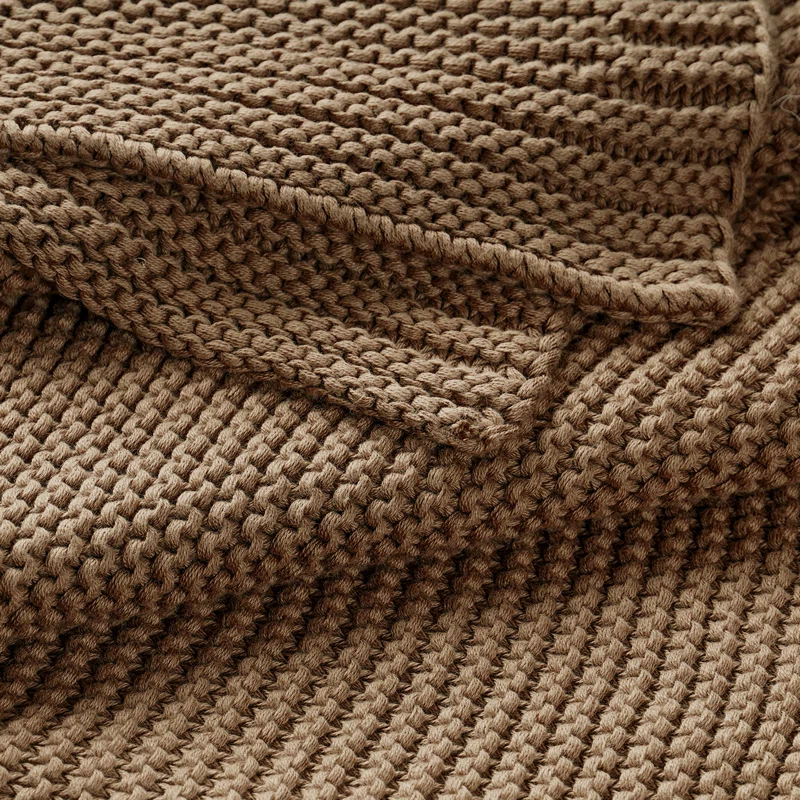 MakeMake Organics MakeMake Organics Organic Cotton Throw Blanket GOTS Certified Organic Knit Blanket Couch Bed Neutral Fall Colors Soft Cotton Throw Blanket Large (50x60, Sand)
