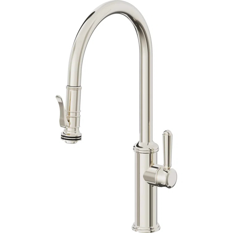 Davoli Polished Nickel Pull-Down Kitchen Faucet with Squeeze Sprayer