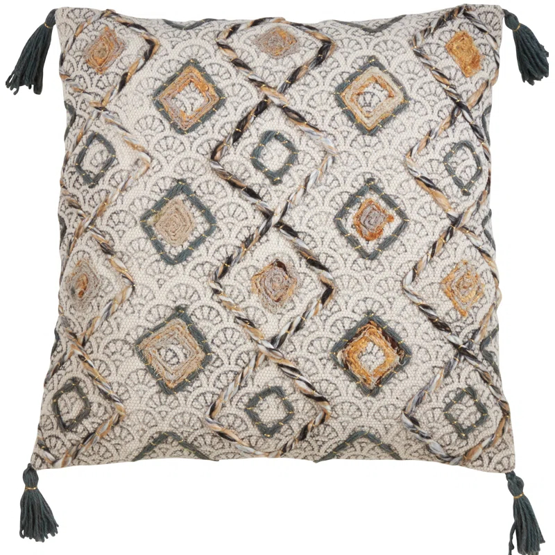 Saro Diamond Cotton Throw Pillow Cover & Insert | Wayfair