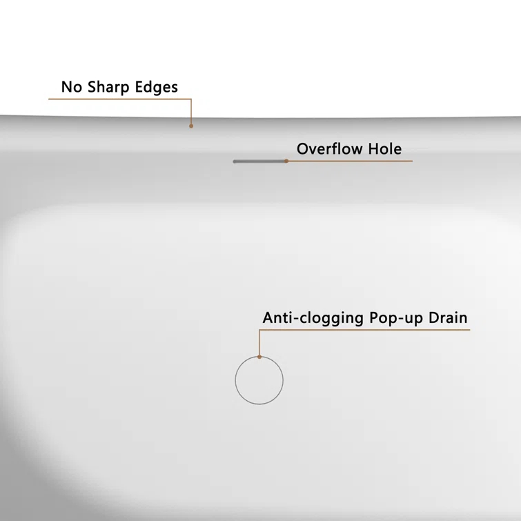 CASAINC Crescent 67.13"x 29.53" Solid Surface Stone Freestanding Soaking Bathtub CA06004S67MW