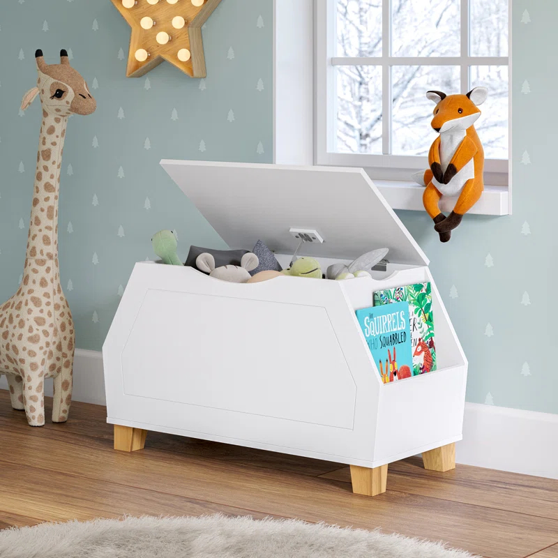 RiverRidge Home RiverRidge Kids Playroom Catch-All Game and Toy Storage Organizer Box with Side Bookshelves