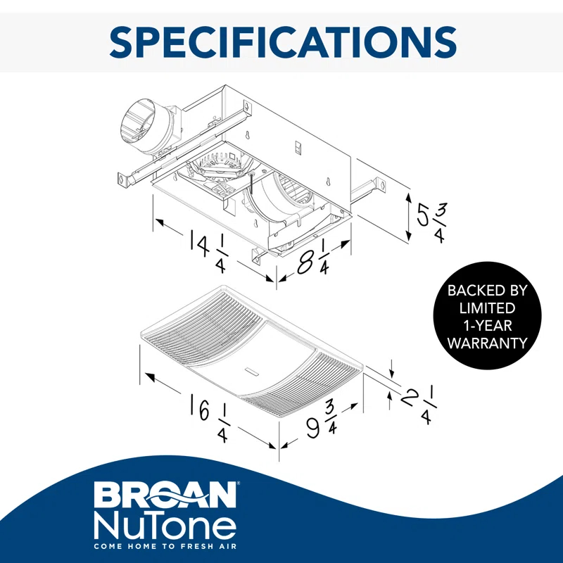 Broan NuTone BHFLED80 80 CFM Bathroom Fan