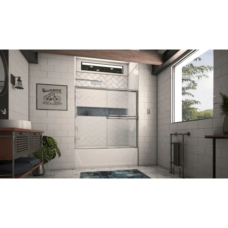 Arizona Shower Door 52" W x 56" H Bypass Semi-Frameless Tub Door TE56X57CHRN