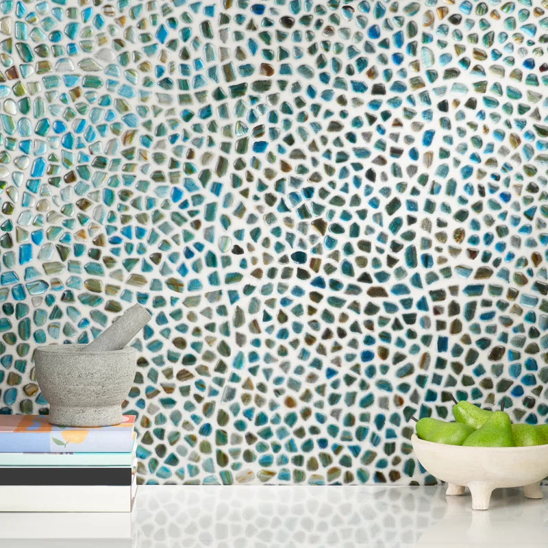 Bond Tile Fractal Pebble 11.88 in. x 11.88 in. Polished Glass Wall Mosaic Tile (0.98 Sq. Ft. / Each)