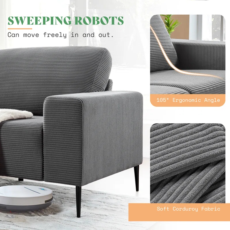 Wade Logan® Brynnly 89 in Comfy Sofa Couch with Extra Deep Seat 3 Seater Sofa Chair Set for Living Room