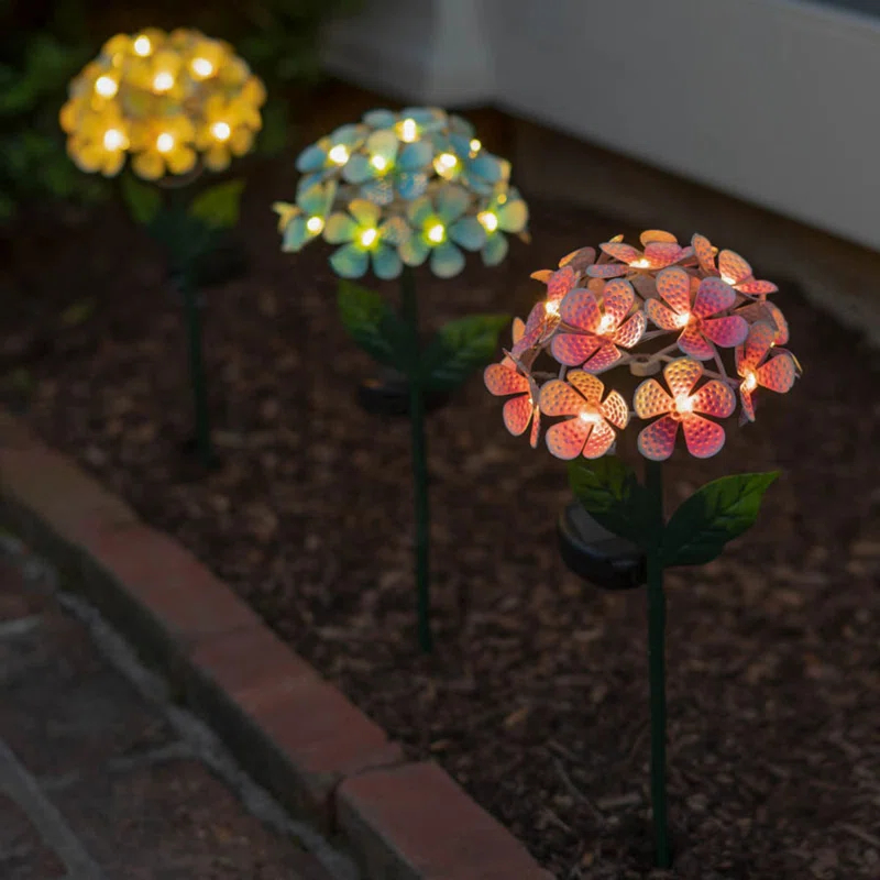 Touch of ECO Solar Powered LED Metal Flower Garden Stake Light (Set of 2)