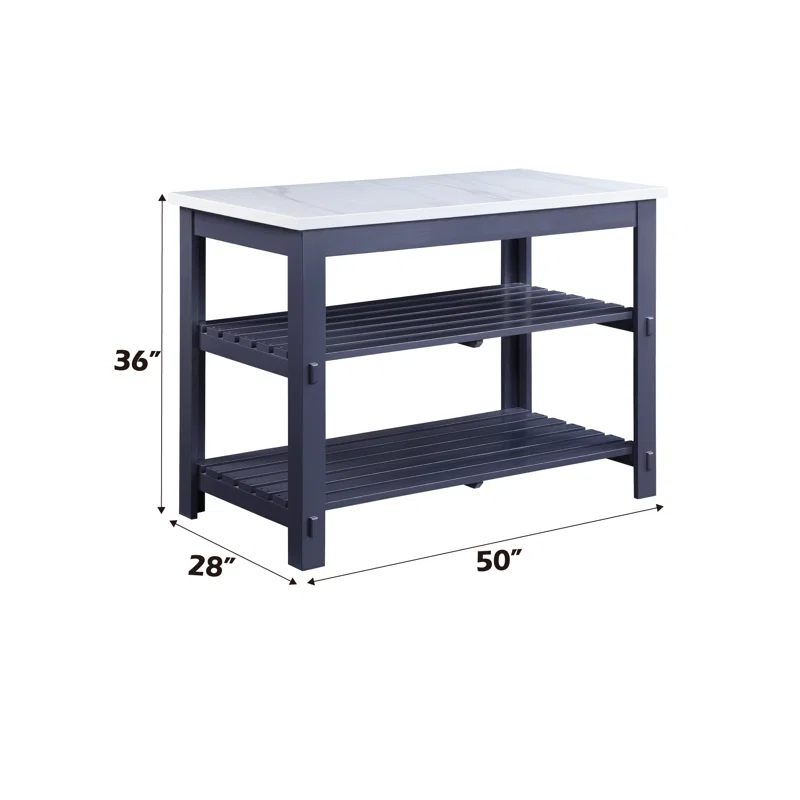 Latitude Run® Marble Top & Gray Finish Kitchen Island
