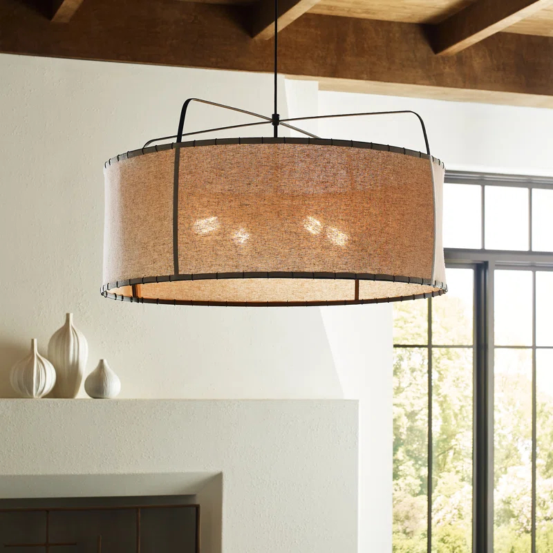 ED Ellen DeGeneres Dunne 4 - Light Aged Iron Drum Pendant