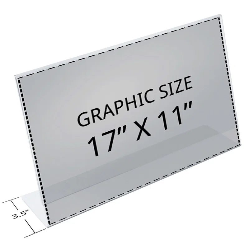 Azar Displays Angled L-Shaped Sign Holder Frame with Slant Back Design 17"x 11''High- Horizontal/Landscape, 10-Pack (Set of 10)