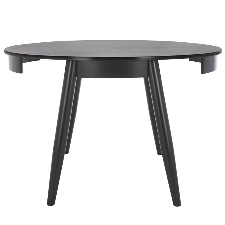 Black Round Reclaimed Wood Extendable Dining Table