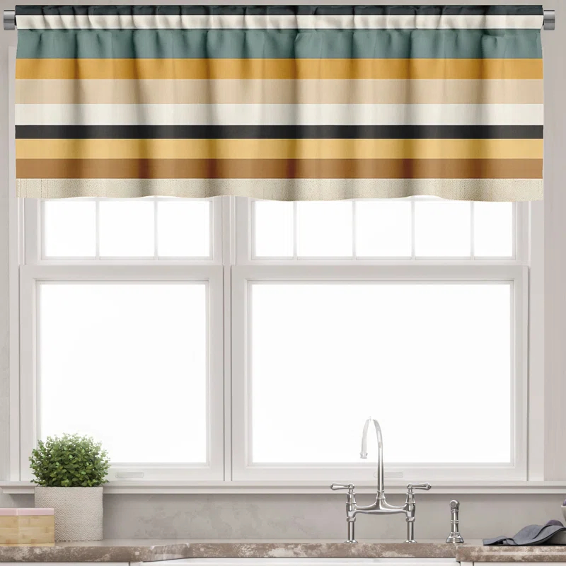 Ambesonne Striped Tailored Window Valance