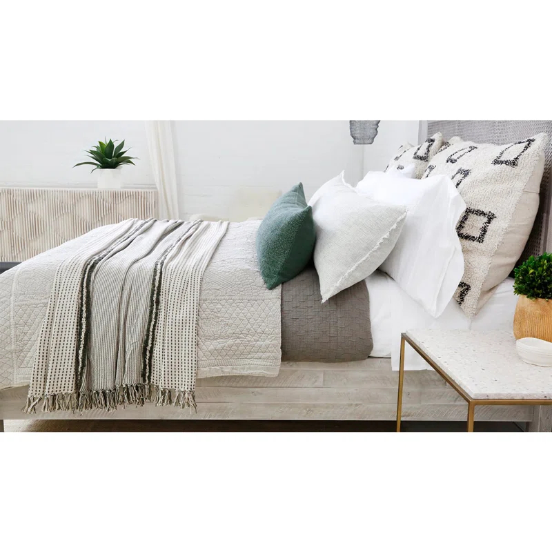 Jagger Cotton Oversized Throw by Pom Pom at Home - Ivory and Moss