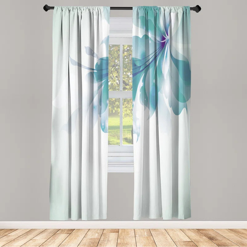 Microfiber Floral Semi-Sheer Rod Pocket Curtain Panels (Set of 2)
