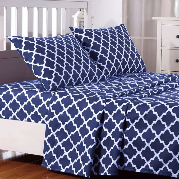 Lux Decor Collection Lux Decor Collection 4 Pc Soft Microfiber Bed Sheets Set Geometric Quatrefoil Bedding