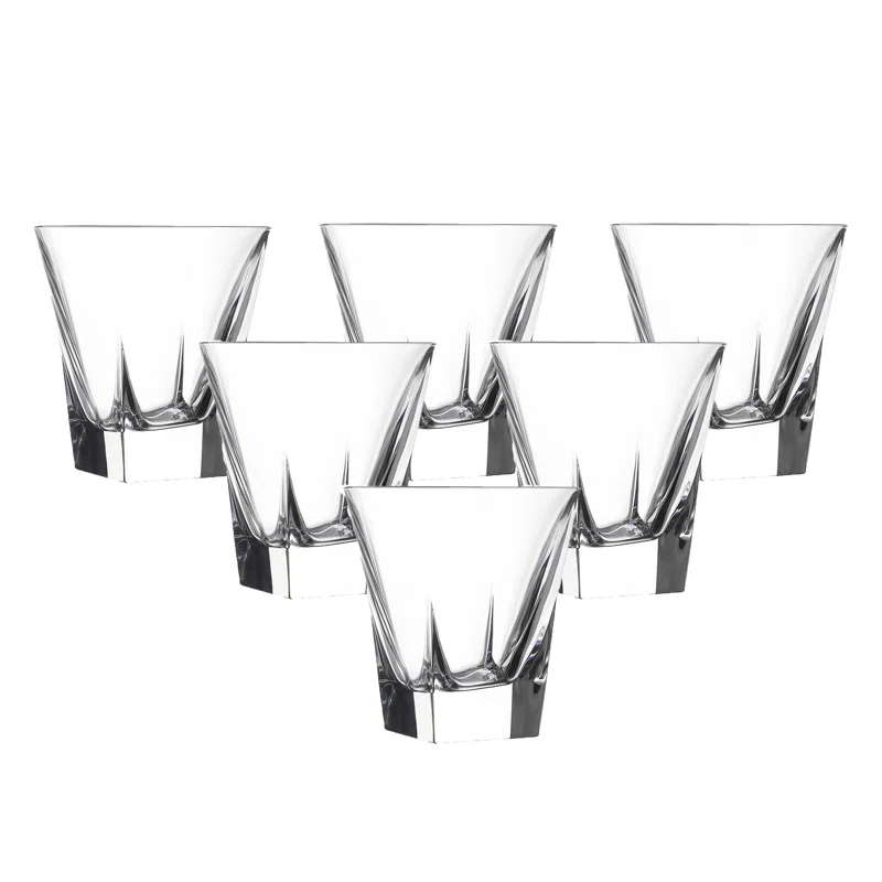 Lorren Home Trends Fusion 8oz. Crystal Whiskey Glass Set (Set of 6)