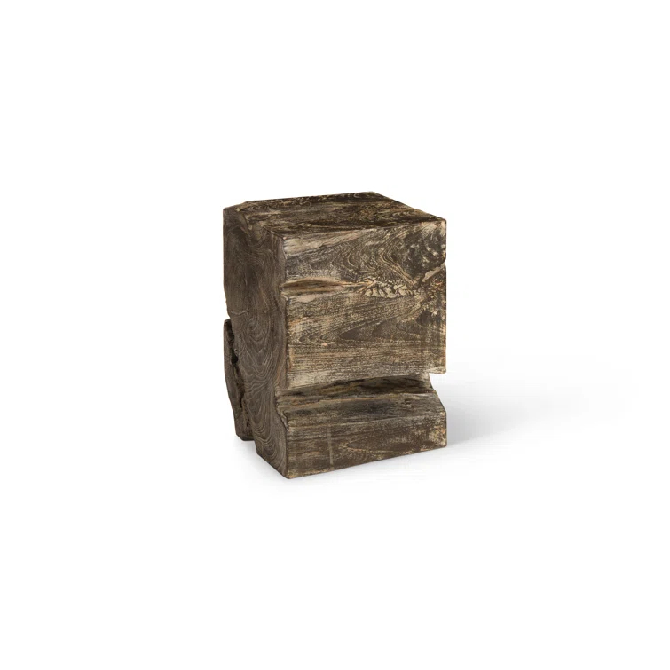 Phillips Collection Black Wash Solid Wood Accent Stool