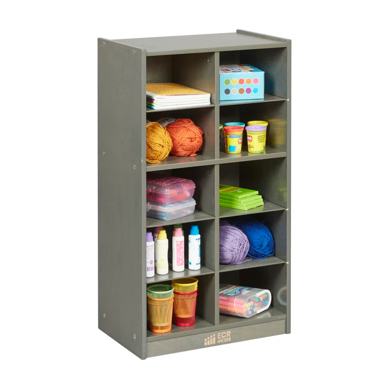 ECR4Kids 10 Cubby Mobile Tray Storage Cabinet, 5x2, Classroom Furniture