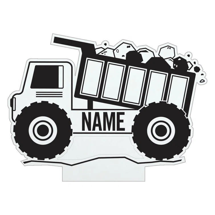 CPS Dump Truck LED Night Light with Custom Name Laser Engraved on Acrylic Design Insert