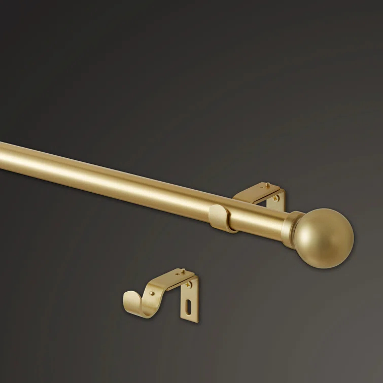 MODE Mode Premium Collection 1 Diameter Curtain Rod Set with Modern Ball Finials and Steel Wall Mounted Adjustable Rod
