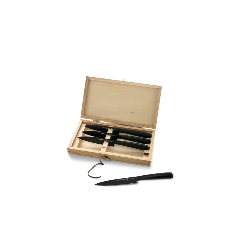 Schmidt Brothers Cutlery Jet Black 4-Piece Steak Knife Set