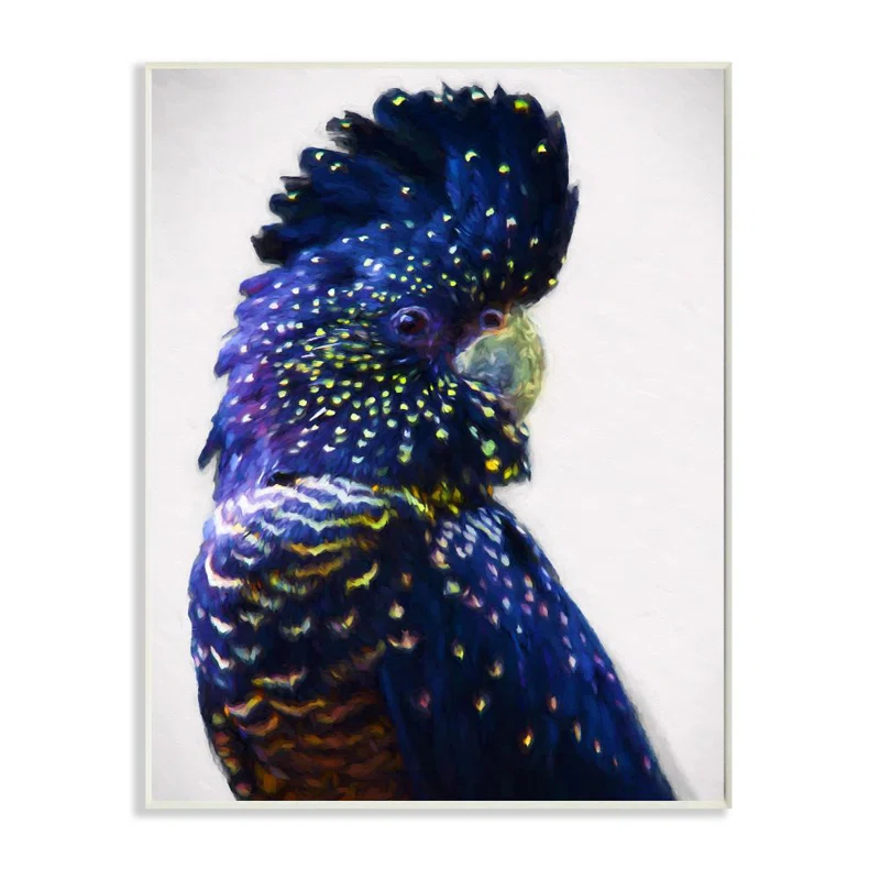 Stupell Industries " Tropical Parrot Bird Feathers Blue Gold Jungle Animal " by Daphne Polselli