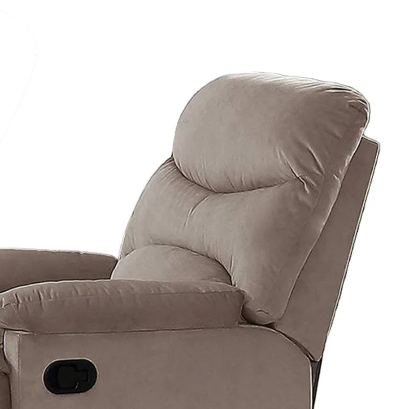 Benjara Karry Manual Recliner Chair, Cushioned Velvet, Solid Wood